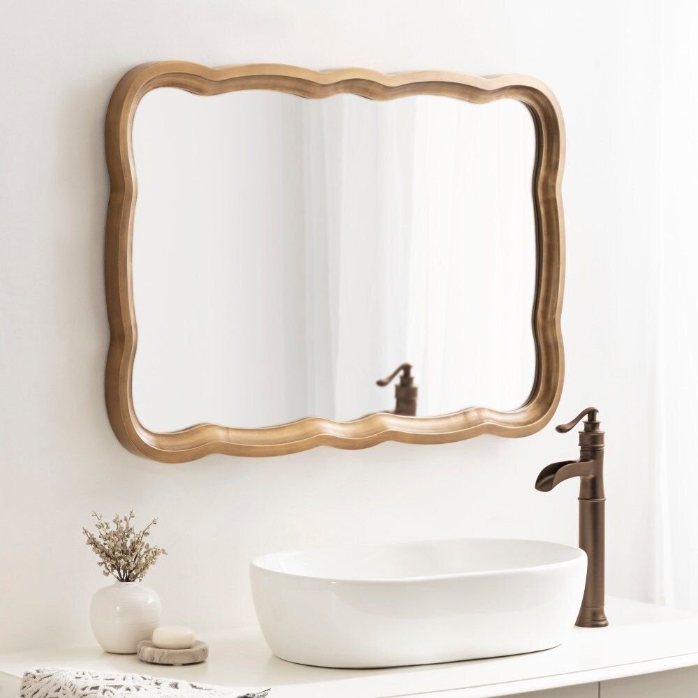 Kate and Laurel Hatherleig Gold Framed Rectangle Wall Mirror