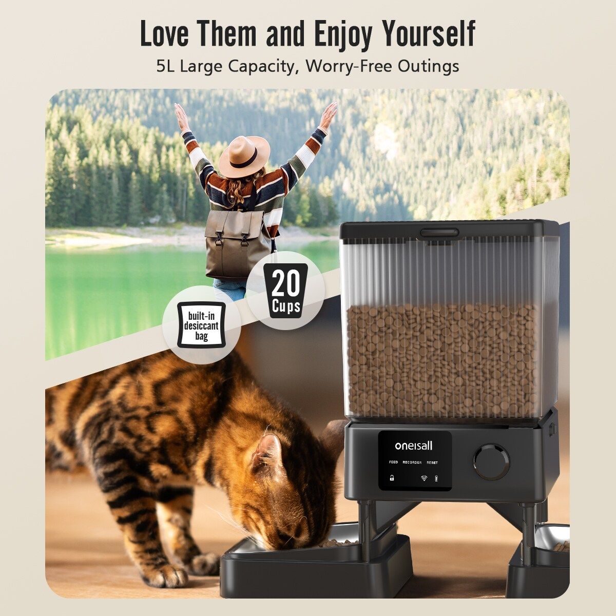 oneisall Automatic Cat Feeder CW15007