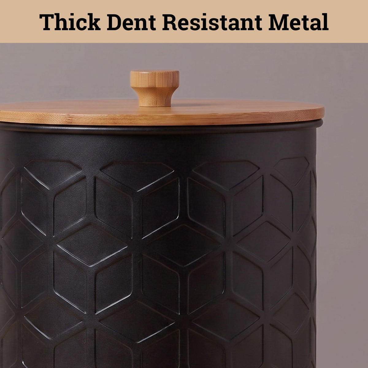 Black Textured Iron Kitchen Canisters Set of 4