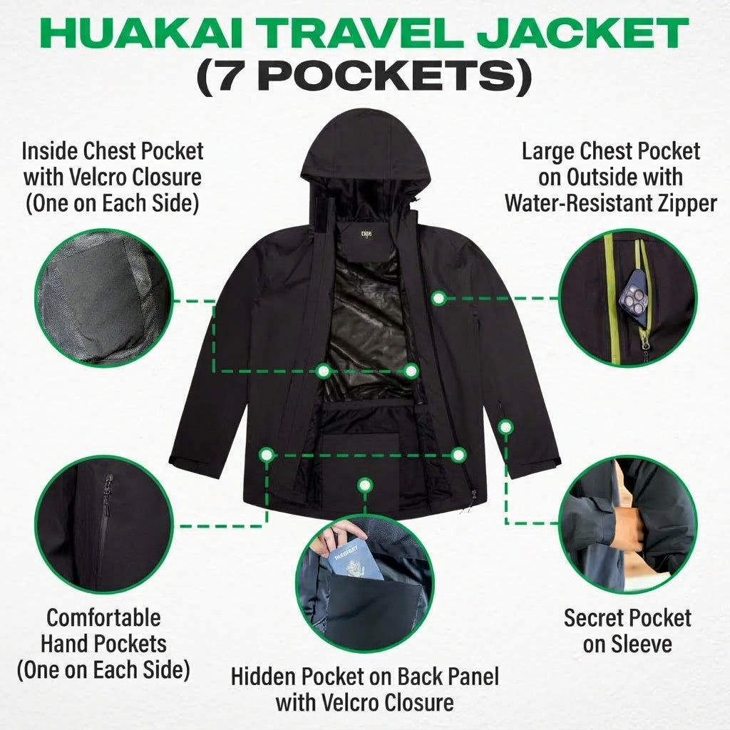 Chaqueta impermeable de viaje Huakai - Unisex