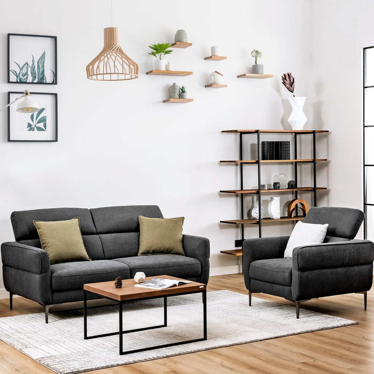 Modern Couched Sofa set with Adjustable Headrest