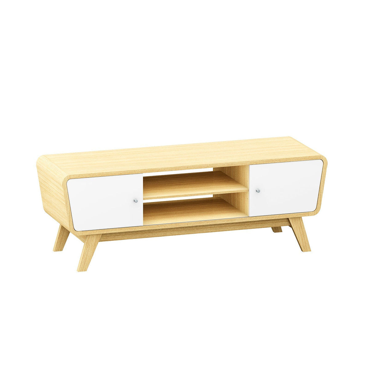Sliding Door TV Stand with Adjustable Shelf for TVs up to 55 Inch
