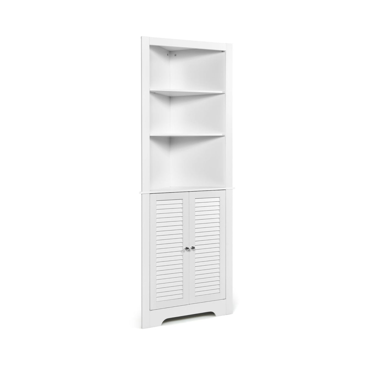 Free Standing Tall Bathroom Corner Storage Cabinet with 3 Shelves