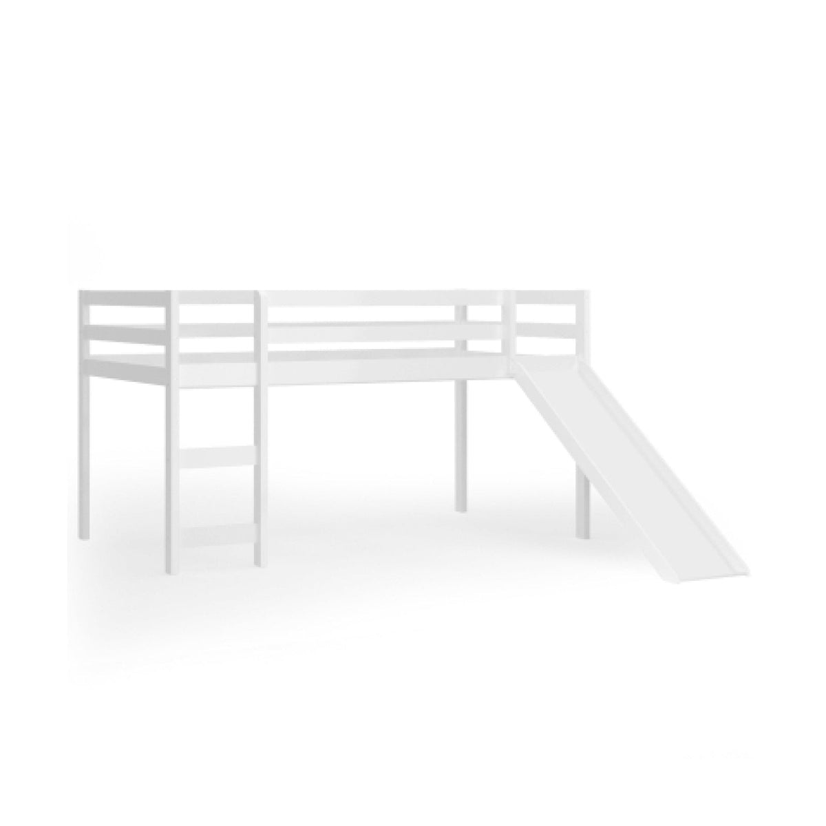Twin Size Low Sturdy Loft Bed with Slide Wood