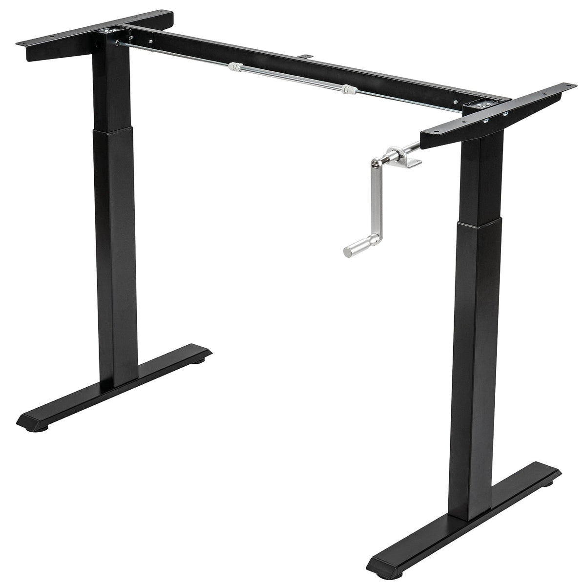Hand Crank Sit to Stand Desk Frame Height Adjustable Standing Base-Gray