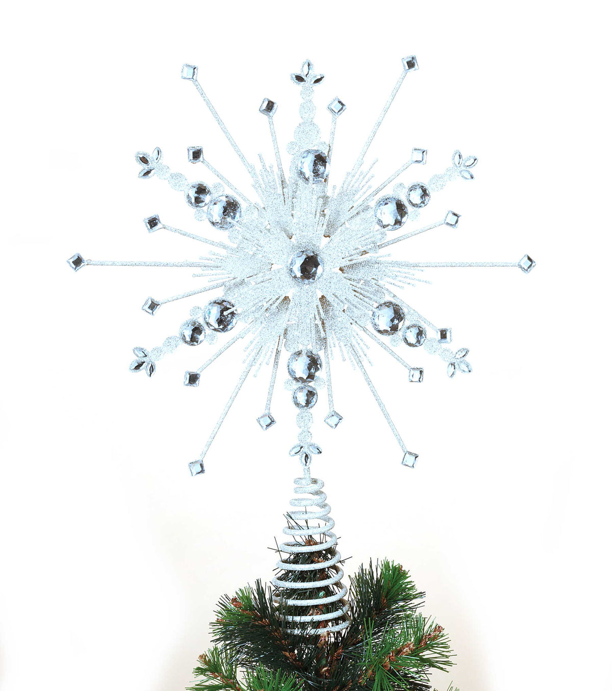 Punta de árbol decorativa con gemas brillantes de 13.5 pulgadas