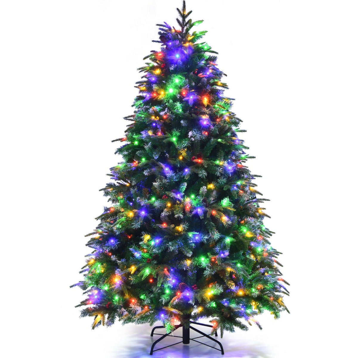 Pre-Lit Snowy Christmas Hinged Tree with Multi-Color Lights