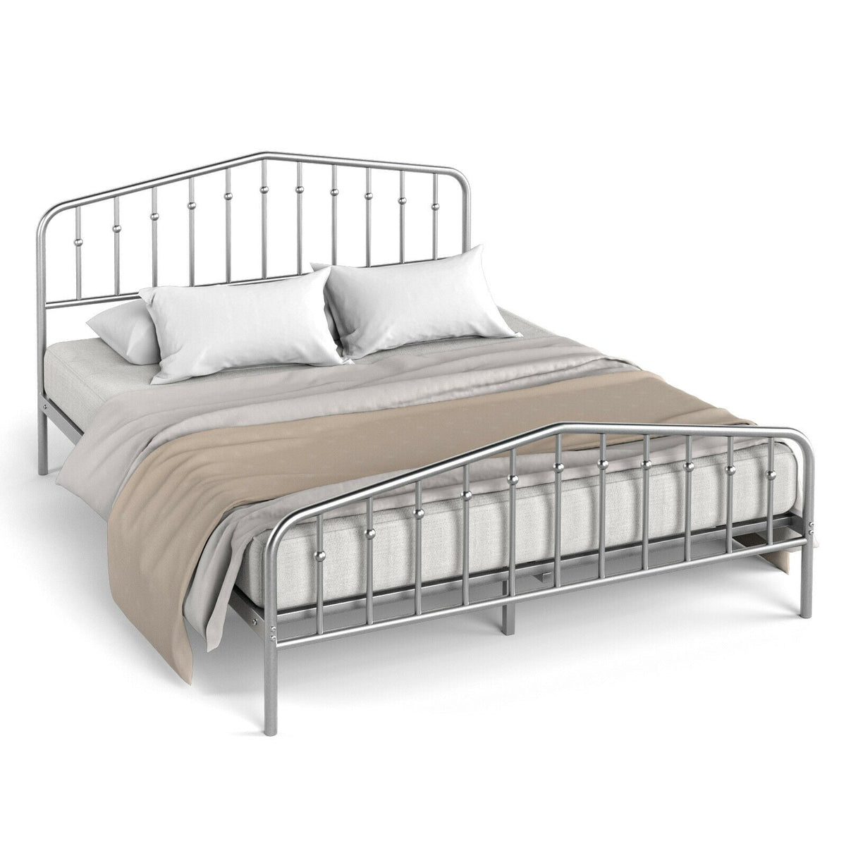 Queen Size Metal Bed Frame Slat Platform