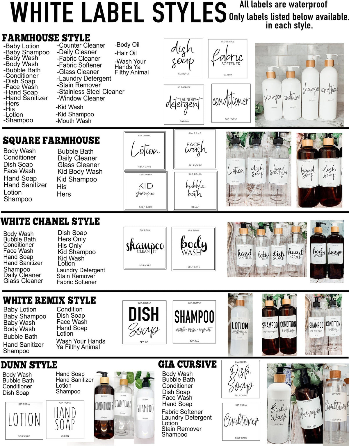 16oz Glass Boston Round Bottle Clear With White Label - Multiple Pack