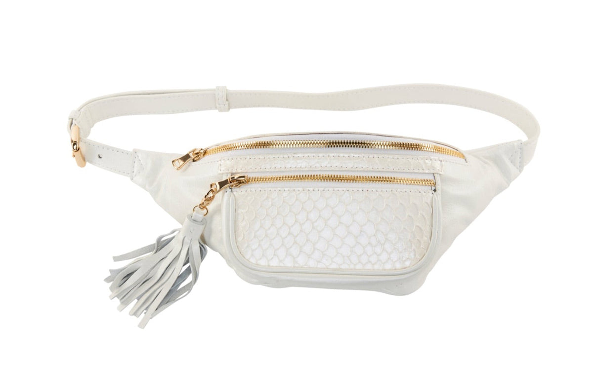 Pearl White Italian Leather/Pearl White Tilapia Fanny