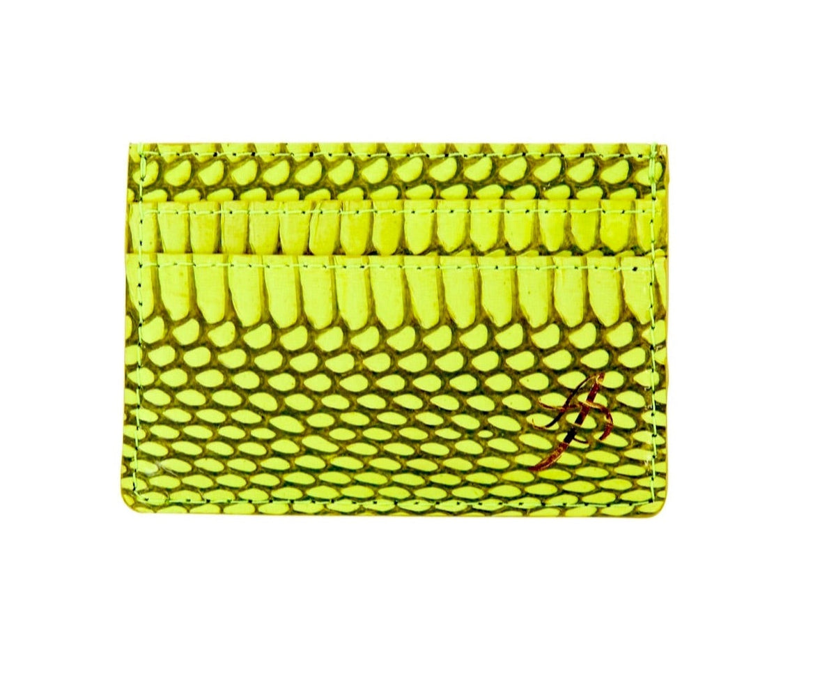 Neon Green Viper Snake Card Wallet