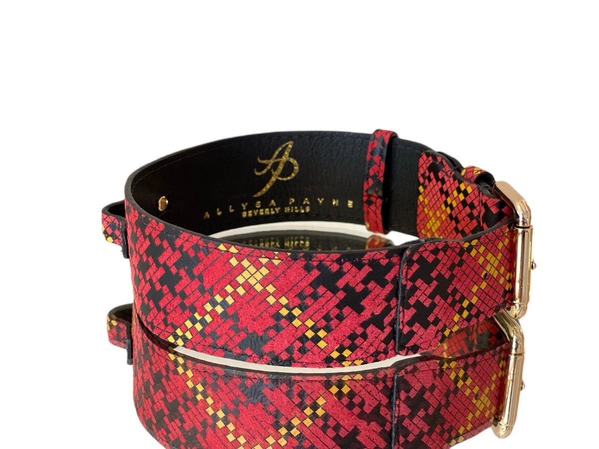 Luxury Pet Fashion Plaid Italian Leather Collar
