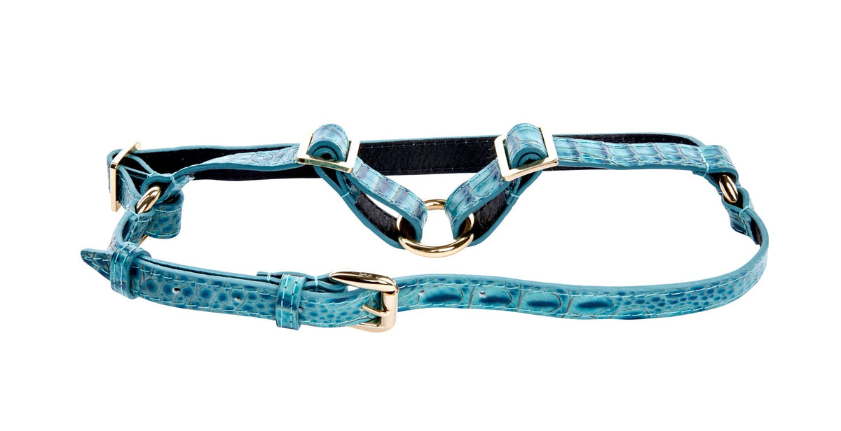 Turquoise Embossed Croc Italian Leather