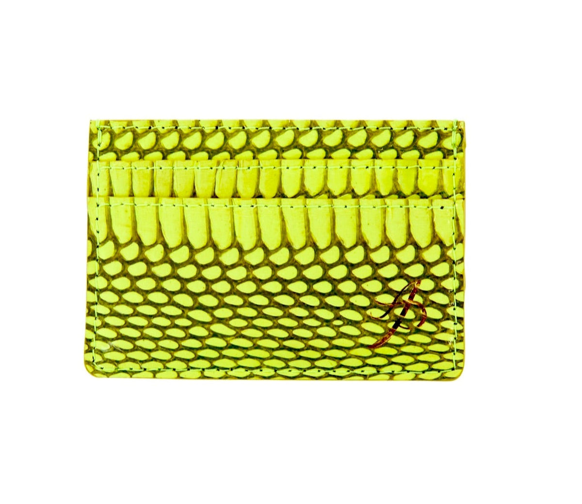 Neon Green Viper Snake Card Wallet