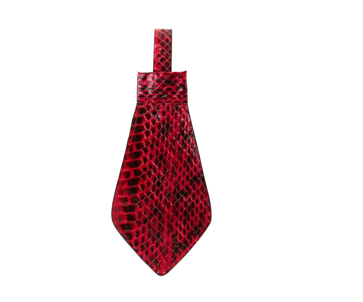 Red & Black Viper Snake Tie, Backed With Italian Leather & Swarovski Crystal Closure