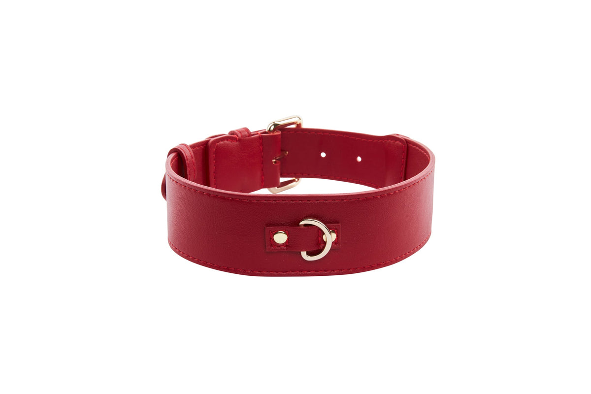 Red Vegan Leather Classic Collar