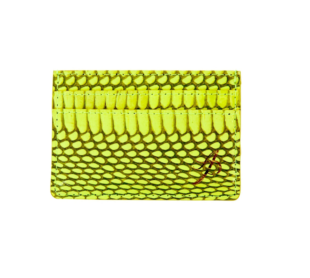 Neon Green Viper Snake Card Wallet