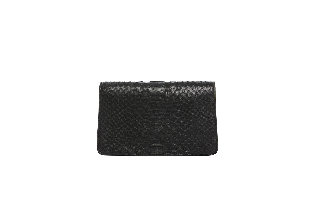 Classic Black Python Clutch