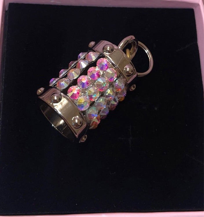 Silver Swarovski Crystal Cylinder Charm