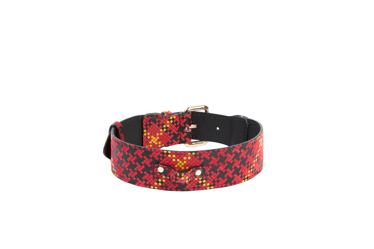 Luxury Pet Fashion Plaid Italian Leather Collar