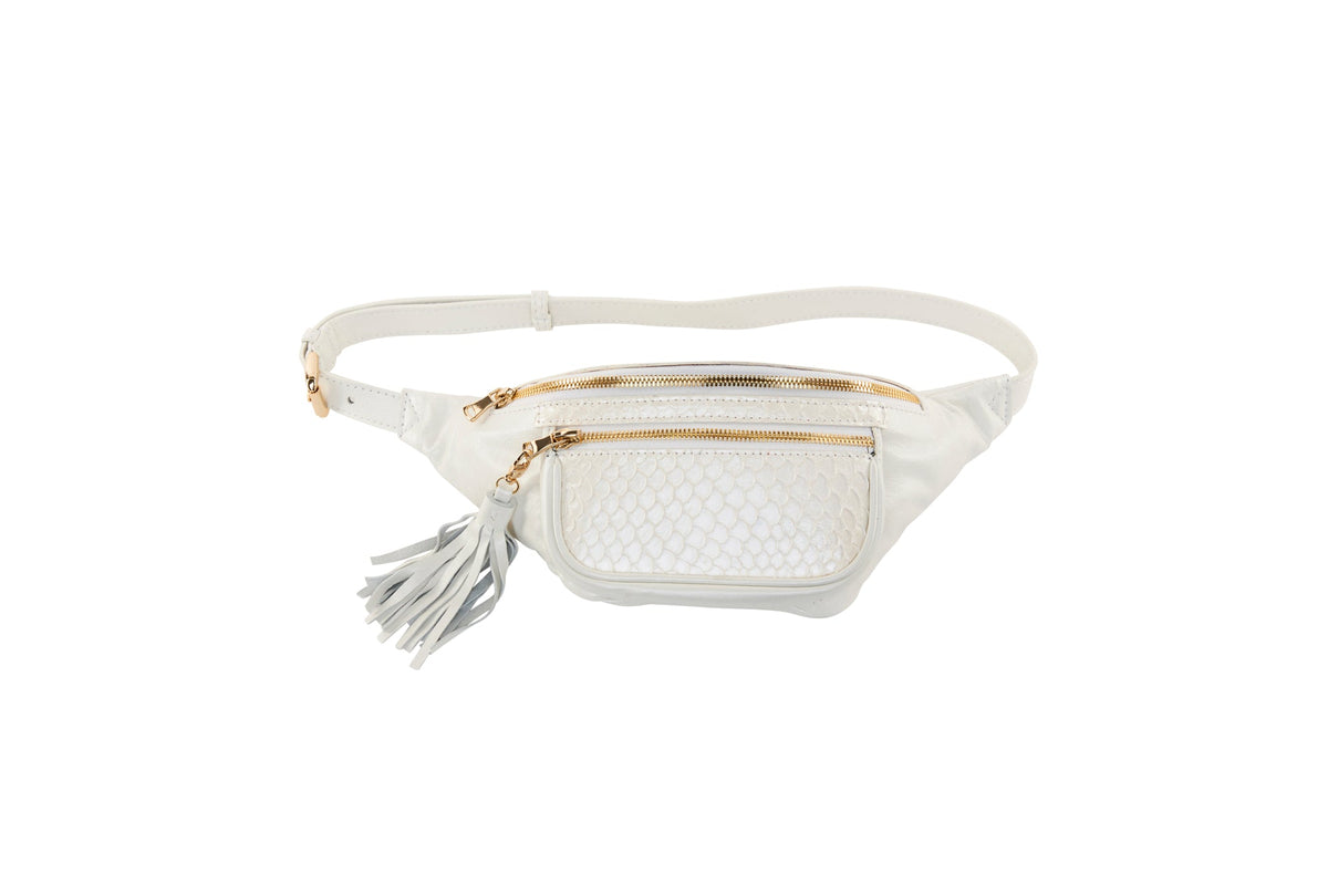Pearl White Italian Leather/Pearl White Tilapia Fanny