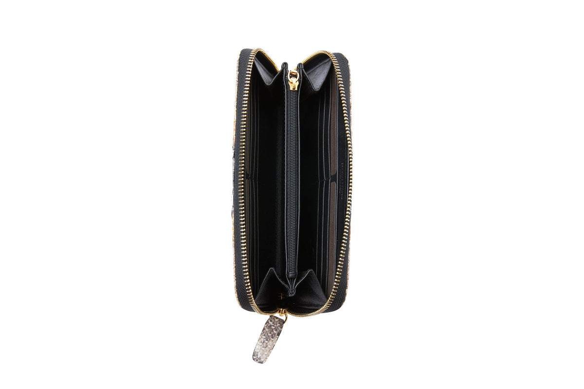 Neutral Blue/Silver Python Zip Wallet