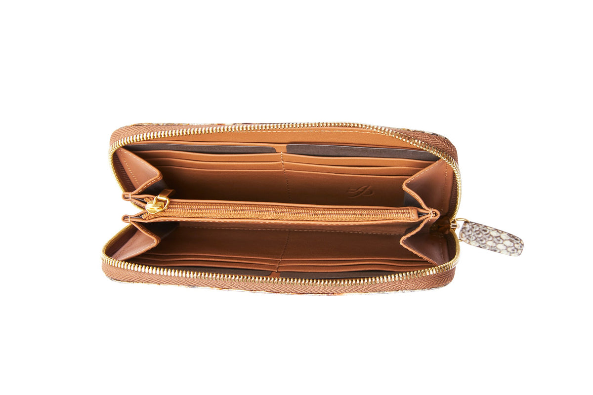 Neutral Brown & Gold Zipper Wallet