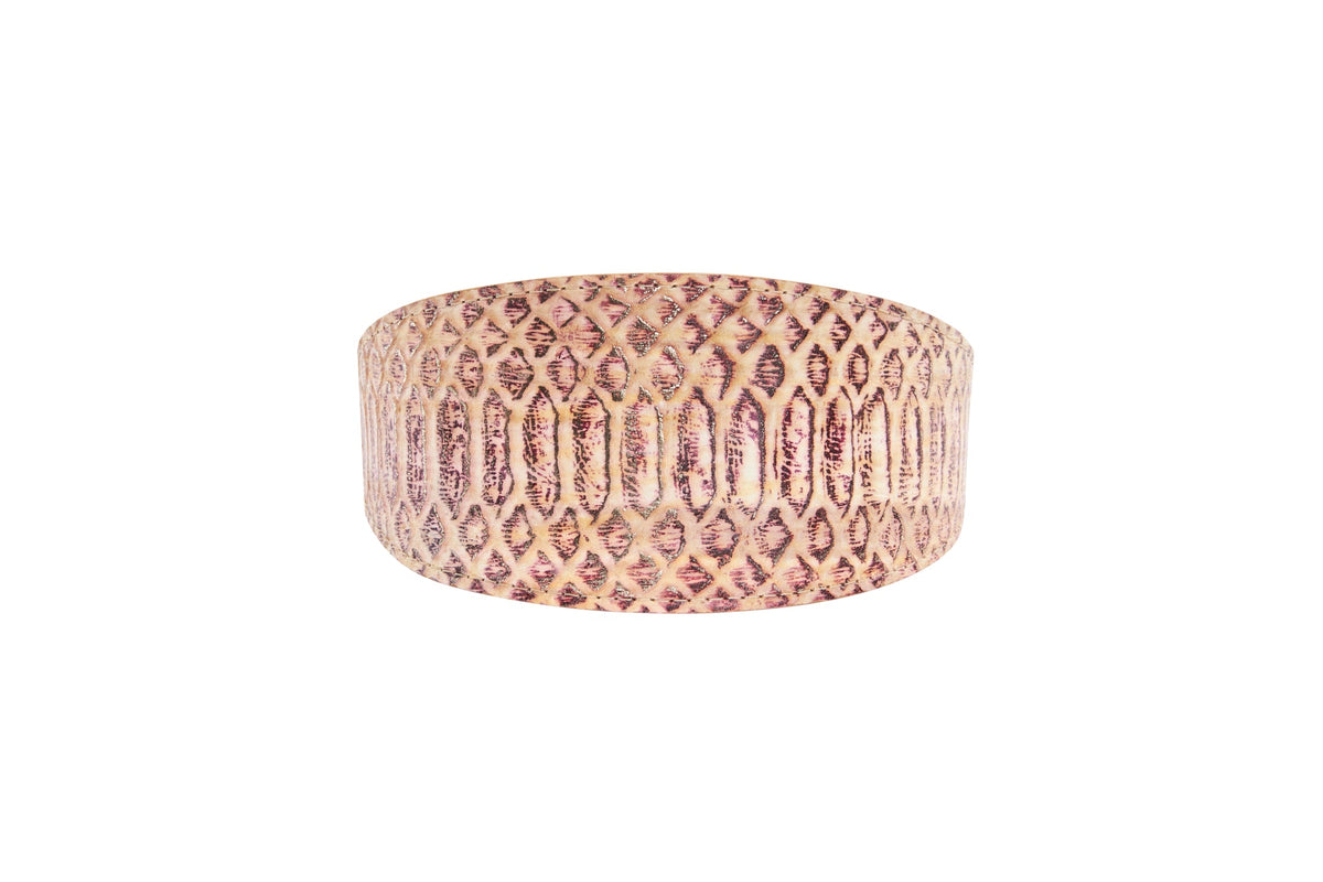 Embossed Snake Italian Leather Wide Style Collar