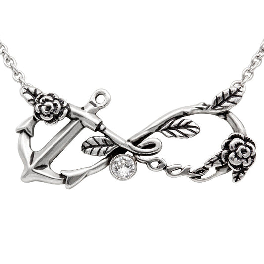 Infinity Anchor Necklace Sterling Silver Flower Chain
