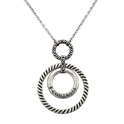 Infinity Necklace Double Circle Pendant Silver Plated