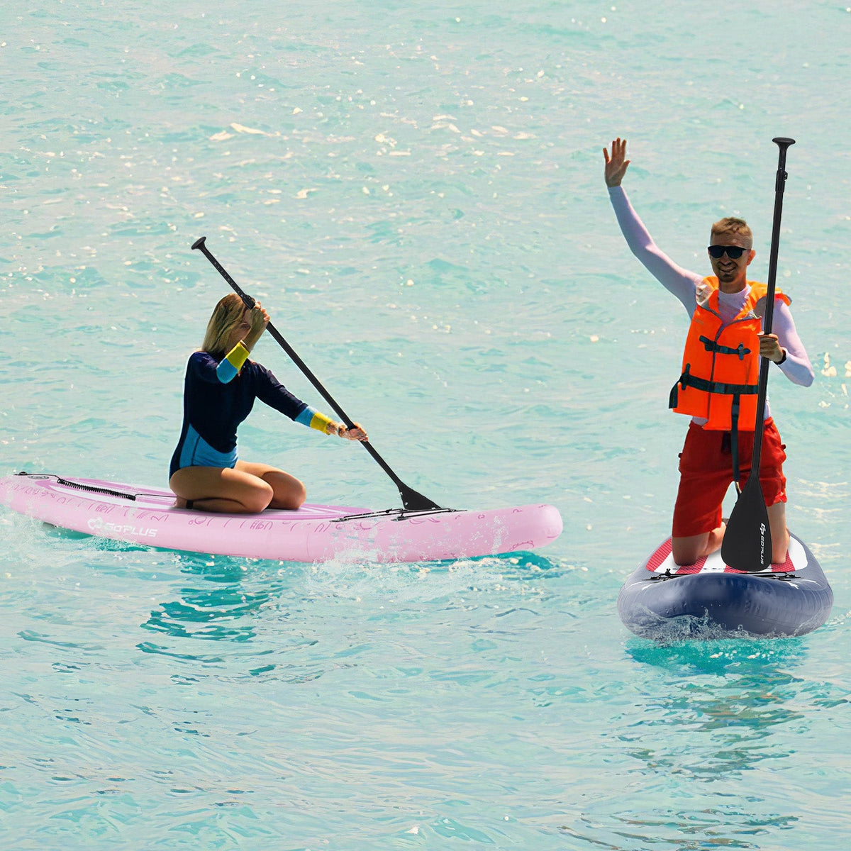 Inflatable Stand up Paddle Board iSUP Board Accessories with 3 Fins and Backpack