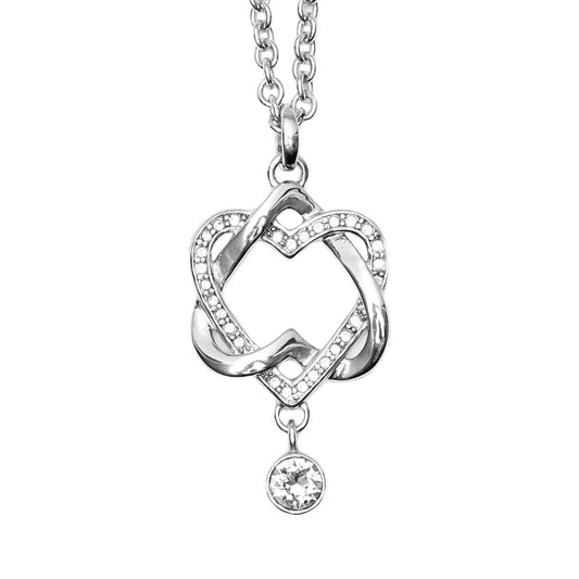 Interlaced Heart Pendant Necklace With Cubic Zirconia