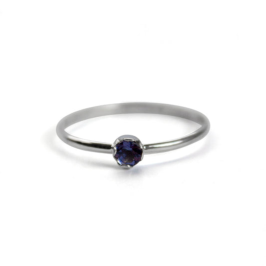 Iolite Sterling Silver Ring Delicate Minimalist Band