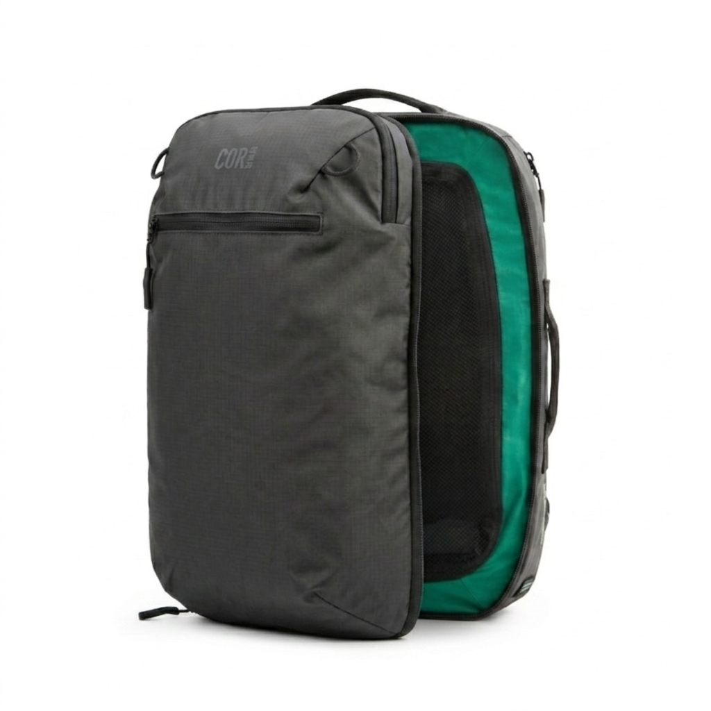 Mochila de viaje Island Hopper 2.0 – Nuevo negro mate | Ligera e impermeable de 28L y 34L
