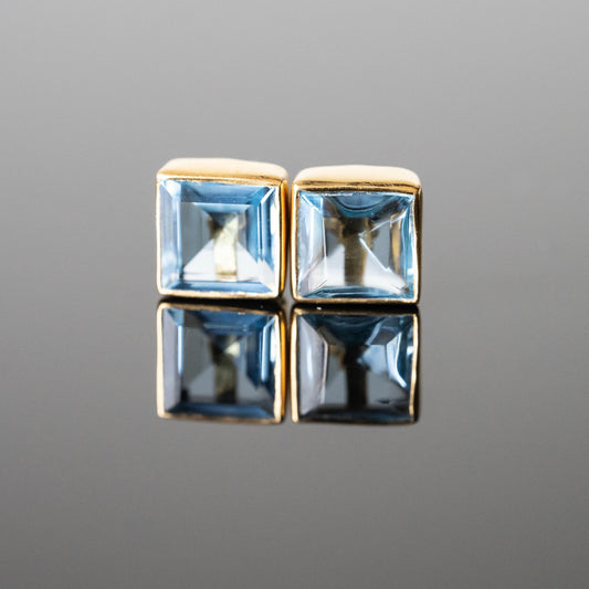 Jasmine Topaz Square Stud Earrings Sterling Silver