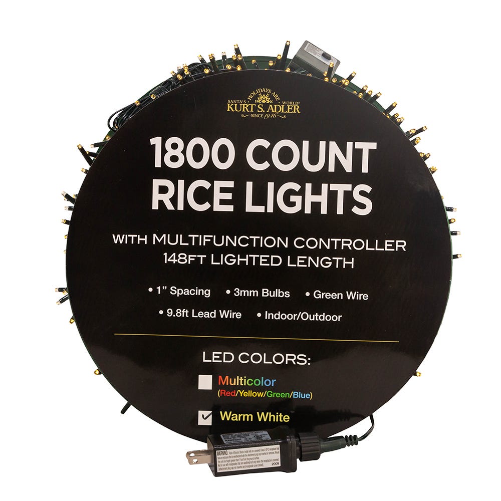 Set de 1800 luces LED tipo arroz, color blanco cálido - 148 pies (45 metros)