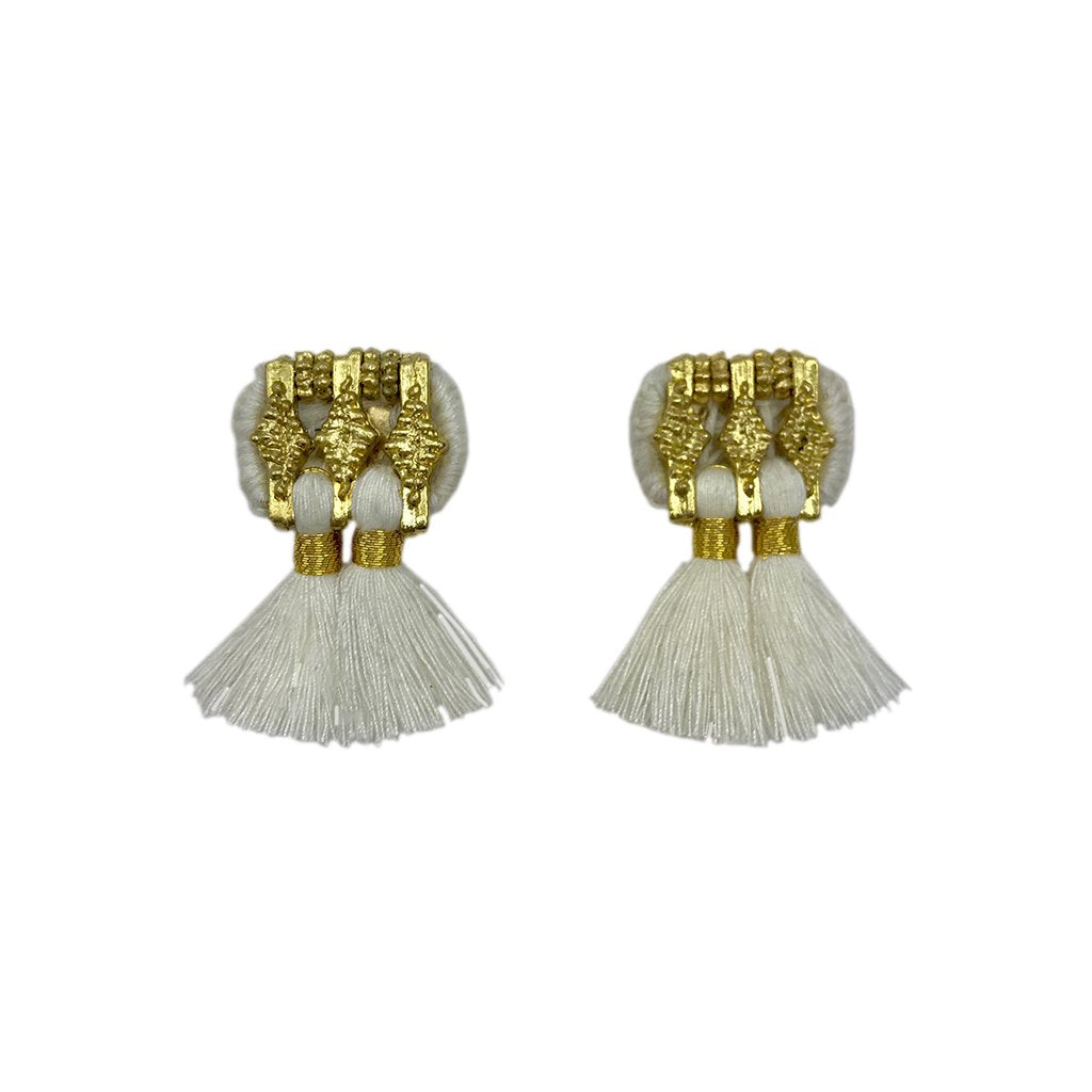 Jhumka Tassel Earrings Boho Handmade Cotton Tassels Zinc Alloy 4 Colors