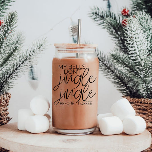 17oz Glass Tumbler With Bamboo Lid And Stainless Straws - Coffee Lover Gift