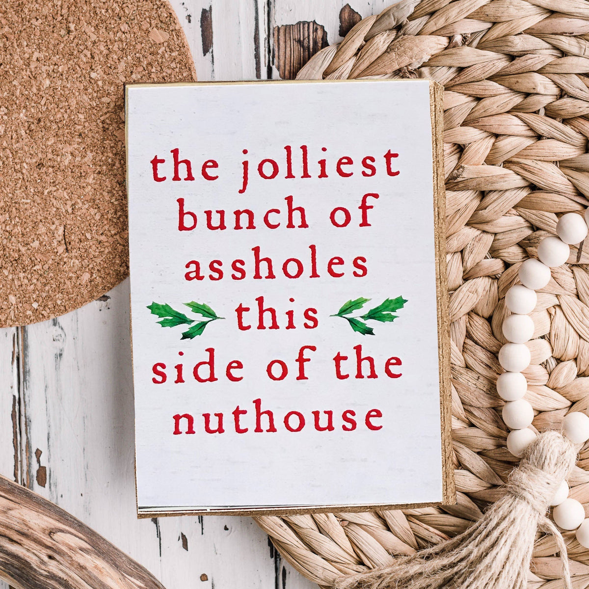 Jolliest Bunch Funny Christmas Sign Hilarious Holiday Wall Decor Gift For Home Parties And Mantel