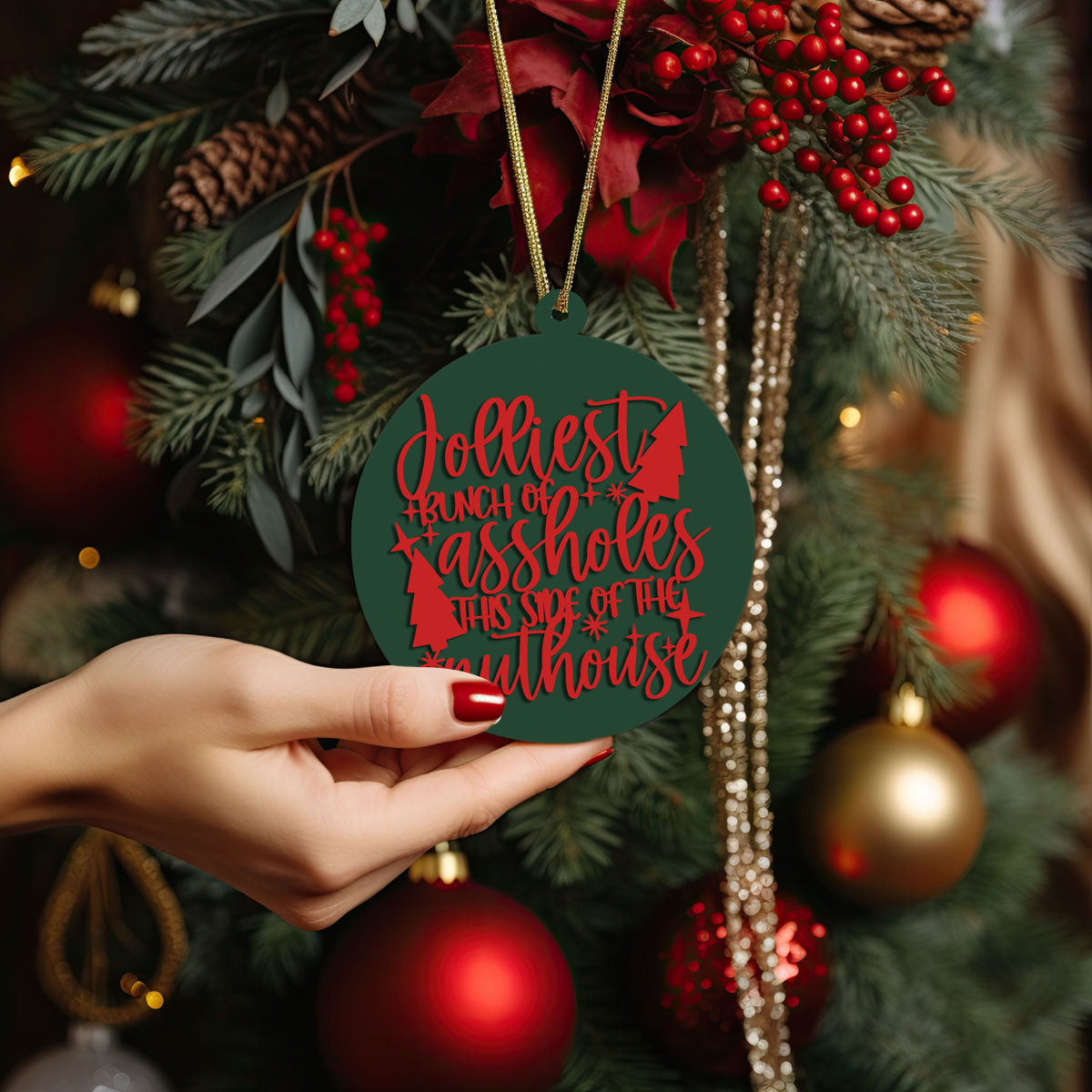 Imperfect Jolliest Handcrafted Wooden 3D Christmas Ornament Set Limited Edition Tree Decor