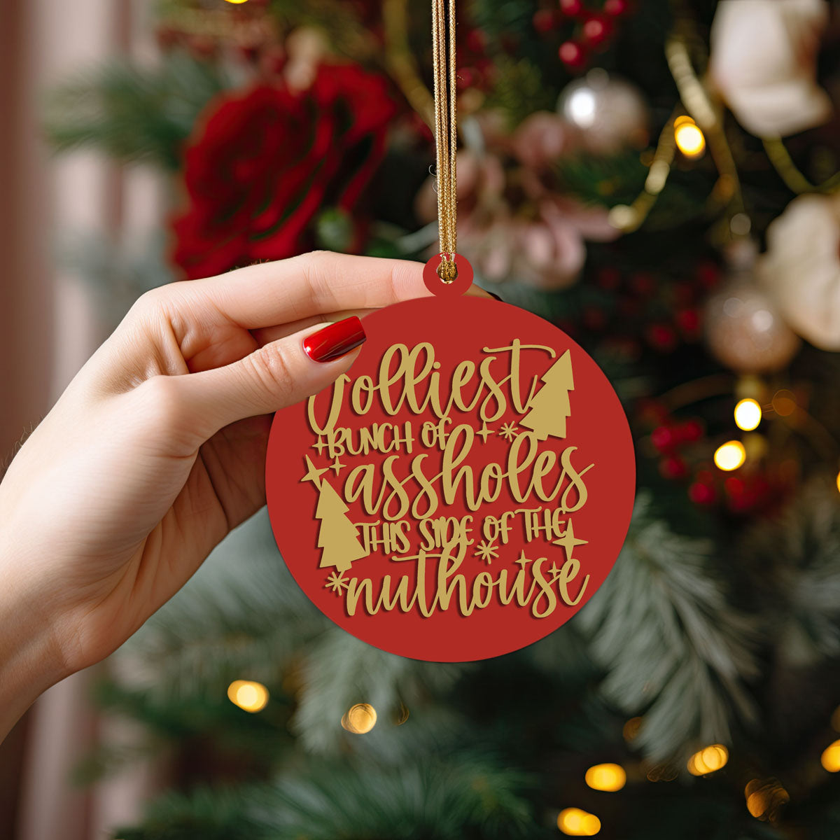 Imperfect Jolliest Handcrafted Wooden 3D Christmas Ornament Set Limited Edition Tree Decor