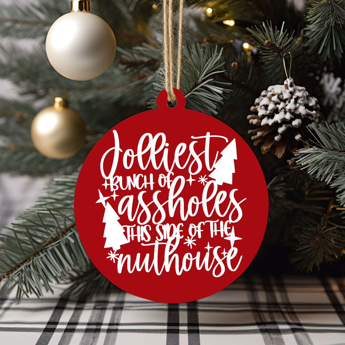 Imperfect Jolliest Handcrafted Wooden 3D Christmas Ornament Set Limited Edition Tree Decor
