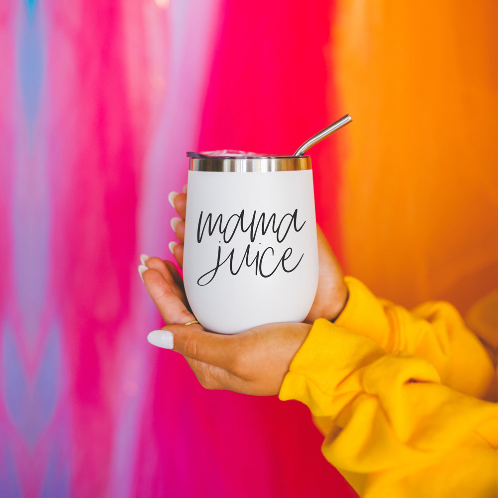 Mama Juice 12oz Stainless Steel Travel Mug With Lid BPA Free Insulated Coffee Tea Cup