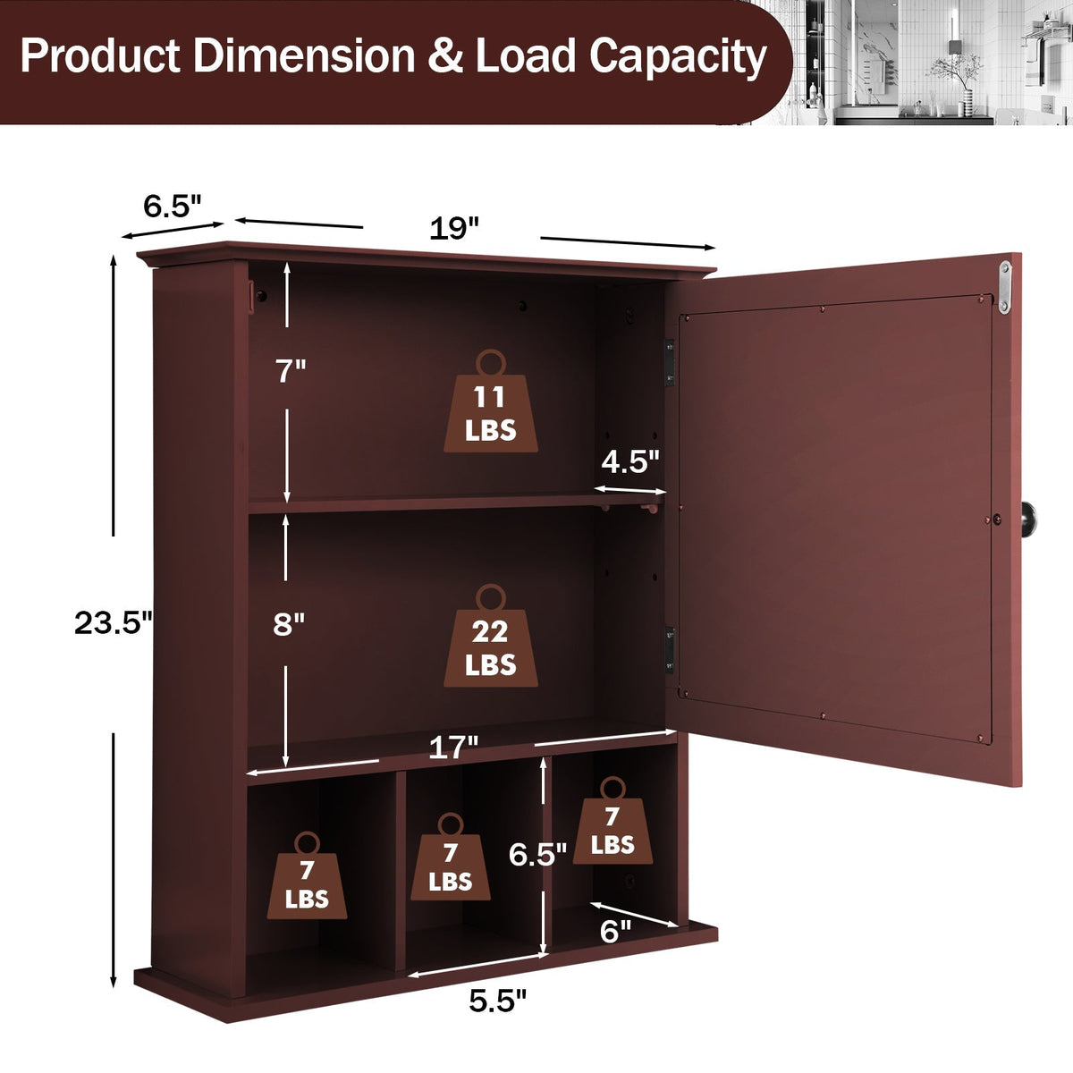 Wall Mounted and Mirrored Bathroom Cabinet
