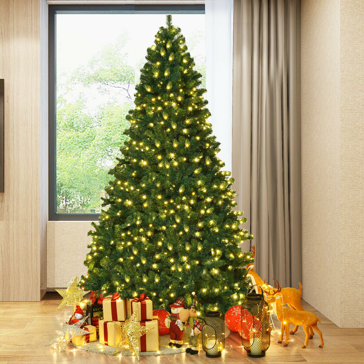 7 Feet PVC Artificial Christmas Tree with LED Lights