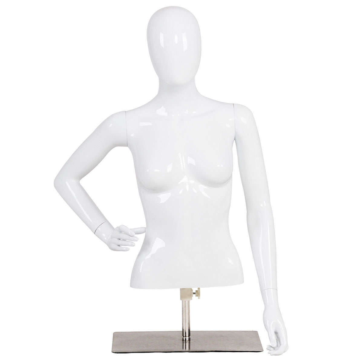 Female Mannequin Torso Adjustable Height with Metal Stand
