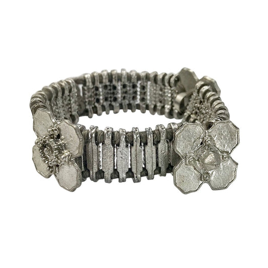 Kali Flower Bracelet Boho Handwoven Metal Beads Cotton Thread Adjustable