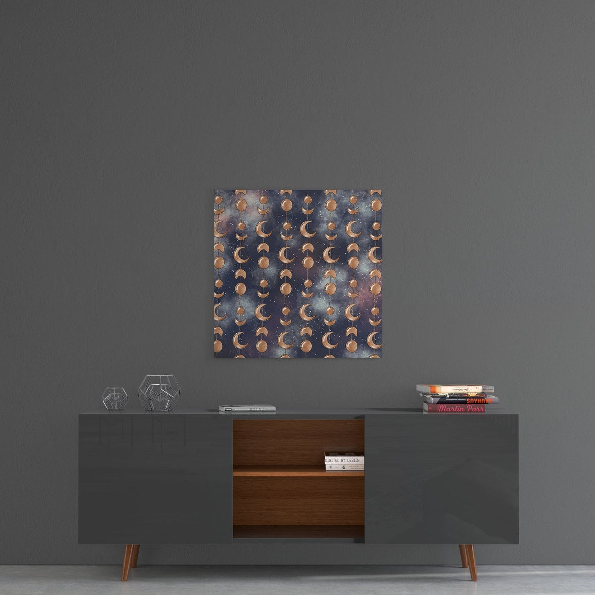 Moon Phrases Glass Wall Art