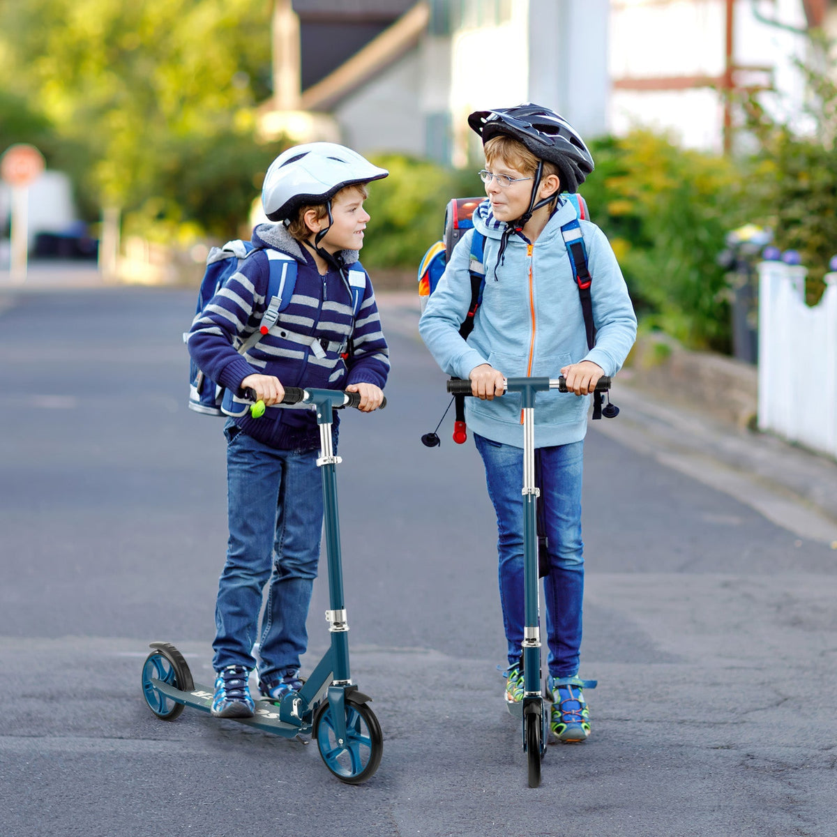 Patinete plegable de aleación de aluminio con 3 alturas ajustables - Azul