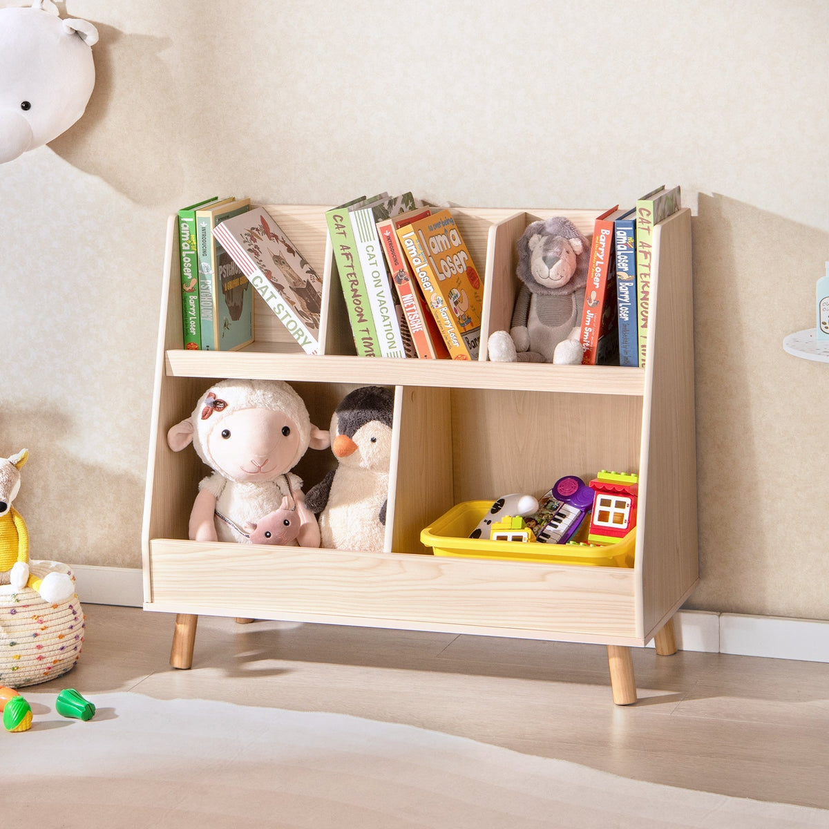 5-Cube Kids Bookshelf and Toy Organizer with Anti-Tipping Kits